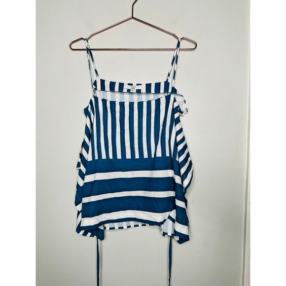 TOME x RTR Blue White Handkerchief Hem Striped Tank Top Size Medium - Picture 3 of 9